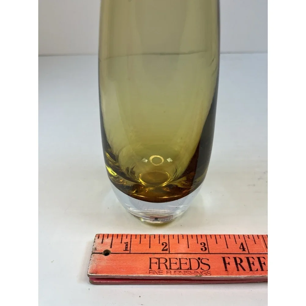Mid‎ Century Modern Scandinavian Glass Smoke Gold Glass Vase 9